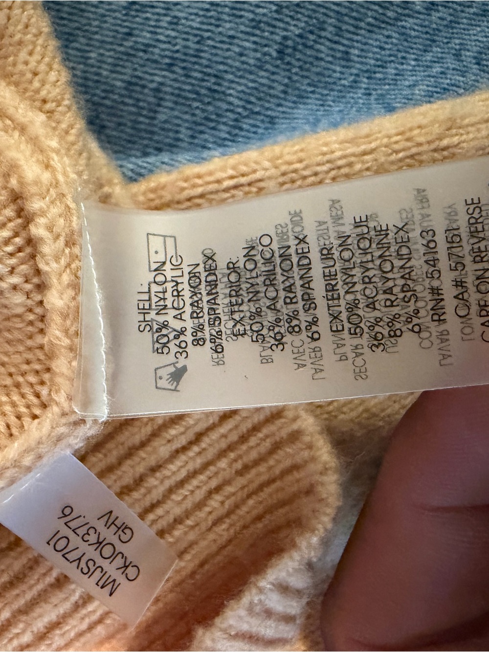 Calvin Klein Women's Hooded V-Neck Sweater in Pale Yellow - Picture 5 of 5